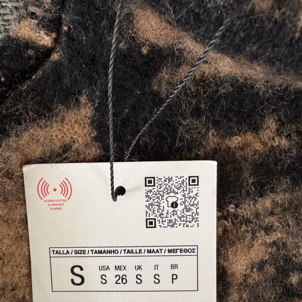Zara Black & Brown Plaid Teddy Jacket Size S NWT - Picture 5 of 10